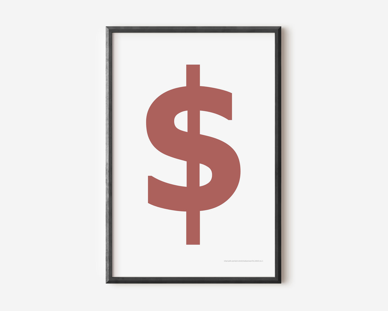 Modern symbol $ art print with a Nantucket red dollar sign on a white background.