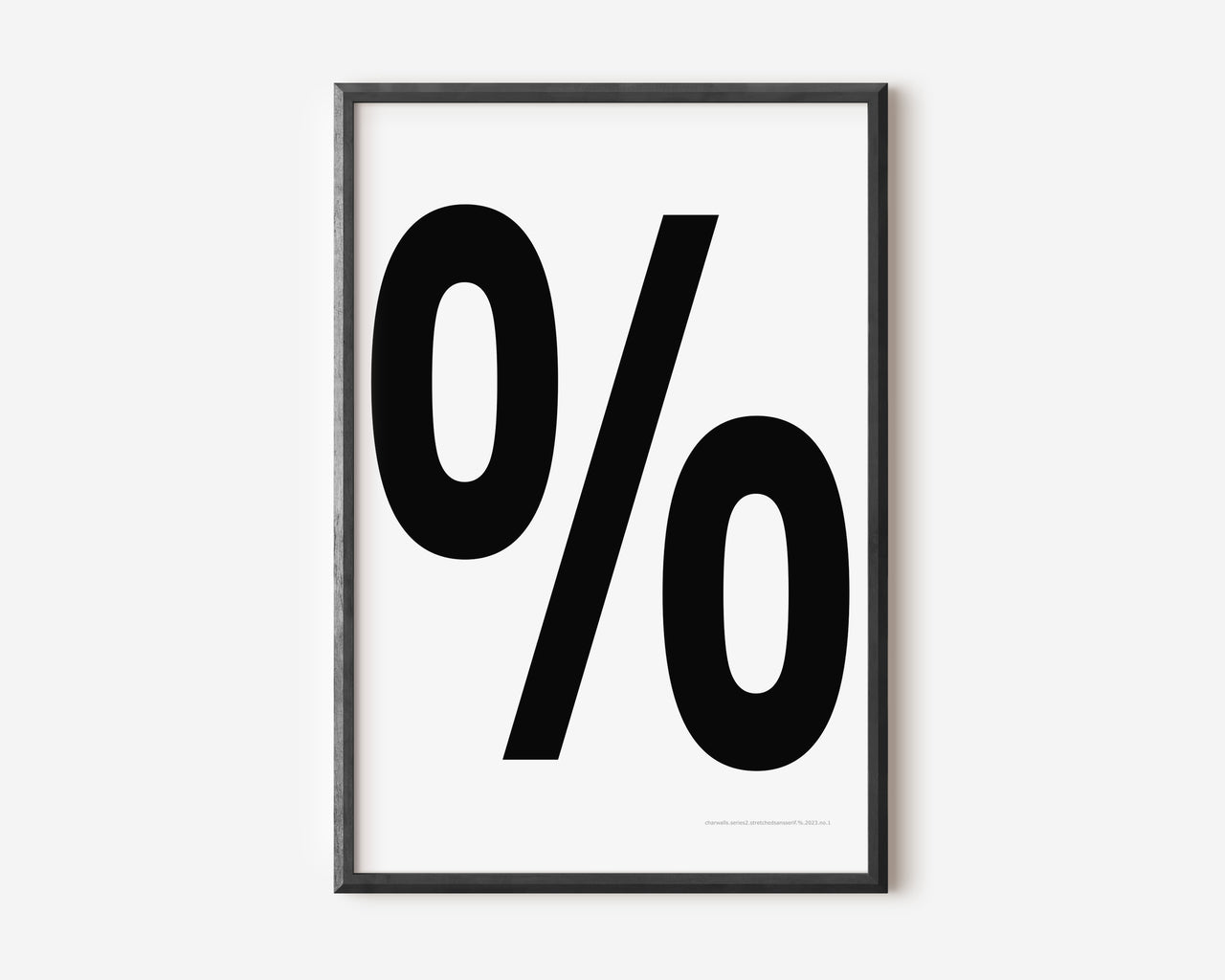 Modern symbol art print with a black percent sign on a white background.