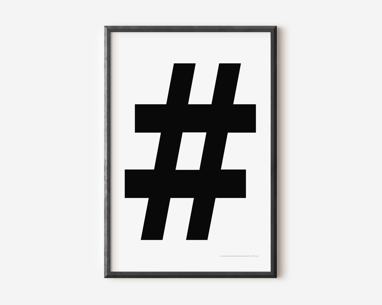 Modern symbol art print with a black number sign on a white background.